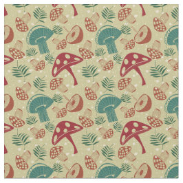 Mid Century Mushroom Grönt Mönster Tyg