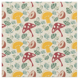 Mid Century Mushroom Mönster  Tyg