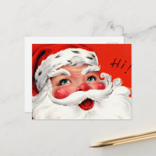 Mid-Century Närbild Tomte Helg Vykort