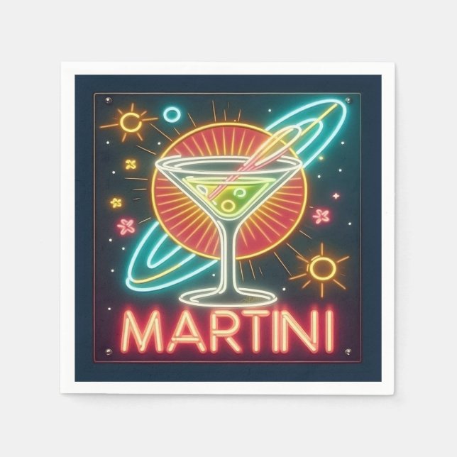 Mid Century Neon Martini-tecken Pappersservett (Framsidan)