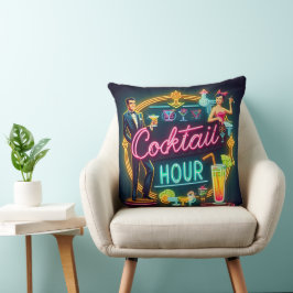 Mid Century Neon Skylt Cocktailtimme Par Kudde