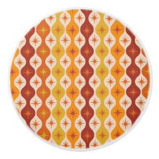 Mid Century Orange Mod Stjärnor på ogee-mönster Knopp