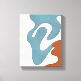 Mid-Century Organisk Abstrakt | Solnedgång Teal No Canvastryck