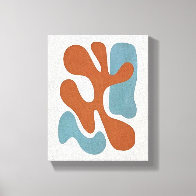 Mid-Century Organisk Abstrakt | Solnedgång Teal Nr Canvastryck (Framsida)