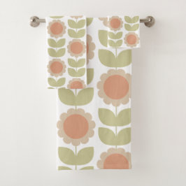 Mid-Century Pastel Pink Retro Floral Pattern