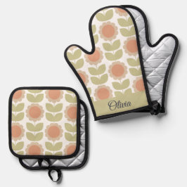 Mid-Century Pastel Pink Retro Floral Pattern