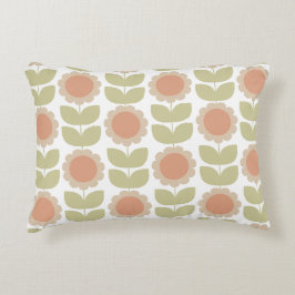  Mid-Century Pastel Pink Retro Floral Pattern Prydnadskudde
