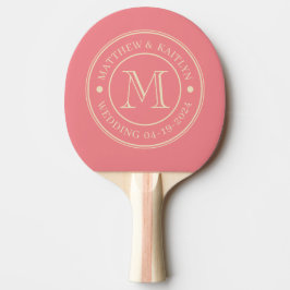 Mid-Century Persika Bröllopsmonogram Pingisracket