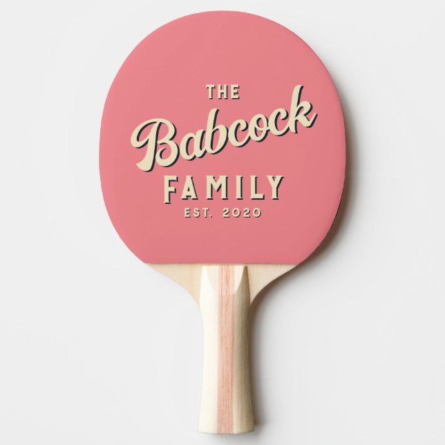 Mid-Century Persika Retro Familjenamn & År Pingisracket (Framsidan)