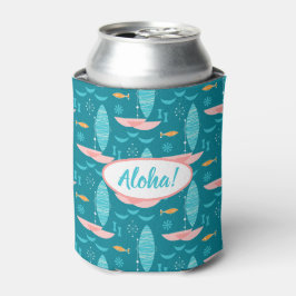 Mid Century Pink Catamaran - Blue Background