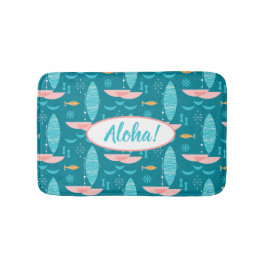 Mid Century Pink Catamaran - Blue Background Badrumsmatta