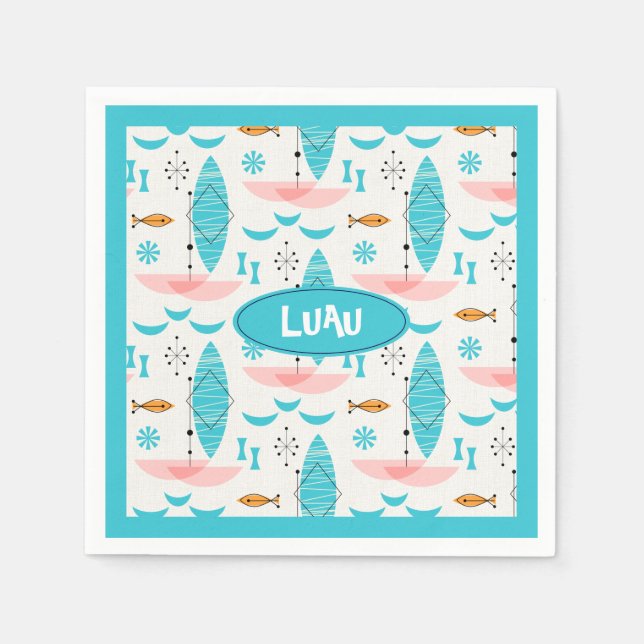 Mid Century Pink Catamaran Pappersservett (Framsidan)