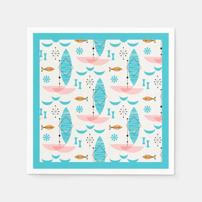 Mid Century Pink Catamaran Pappersservett (Framsidan)