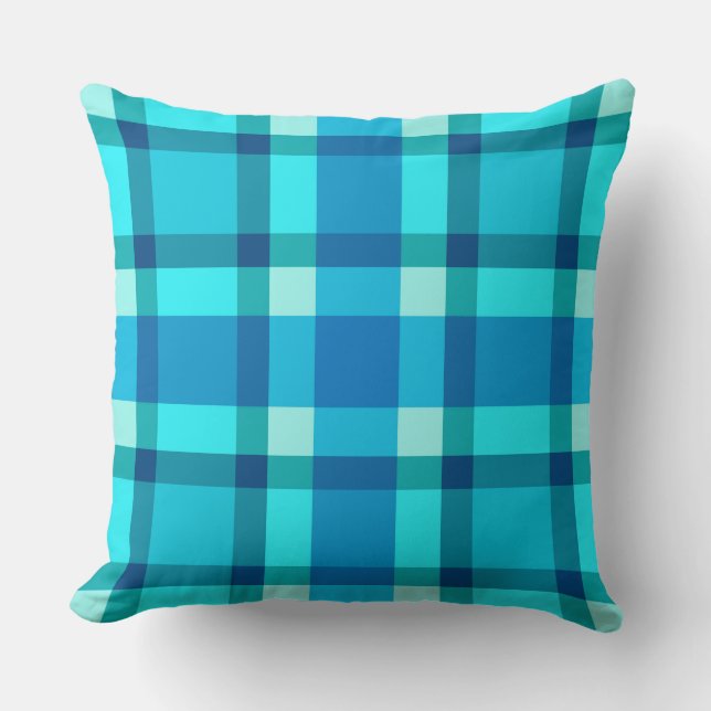 Mid-Century Play, Cobalt Blue, Aqua & Turquise Kudde (Framsida)
