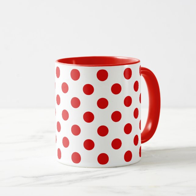 Mid-Century Polka dots Red on White Mugg (Framsida höger)