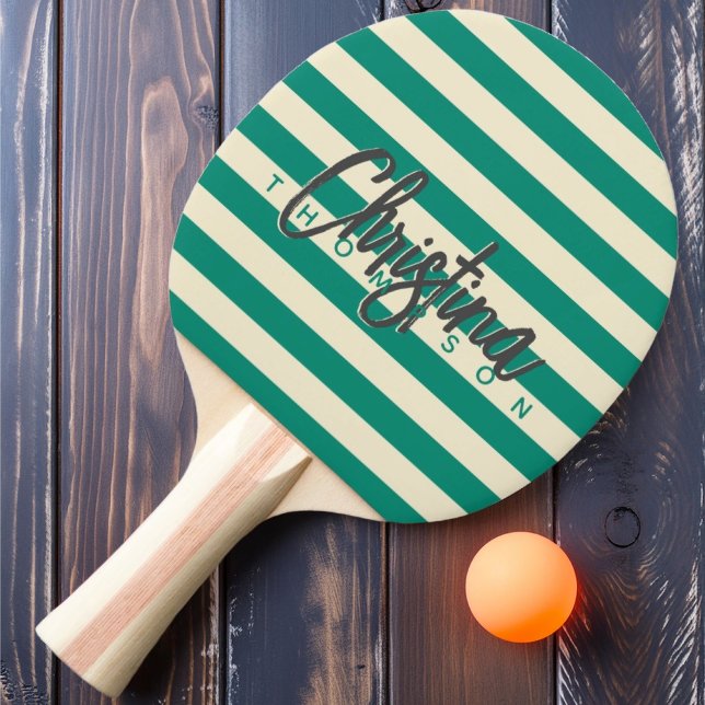Mid-Century Polo Aqua Beach Breeze Målad Namn Pingisracket (Skapare uppladdad)