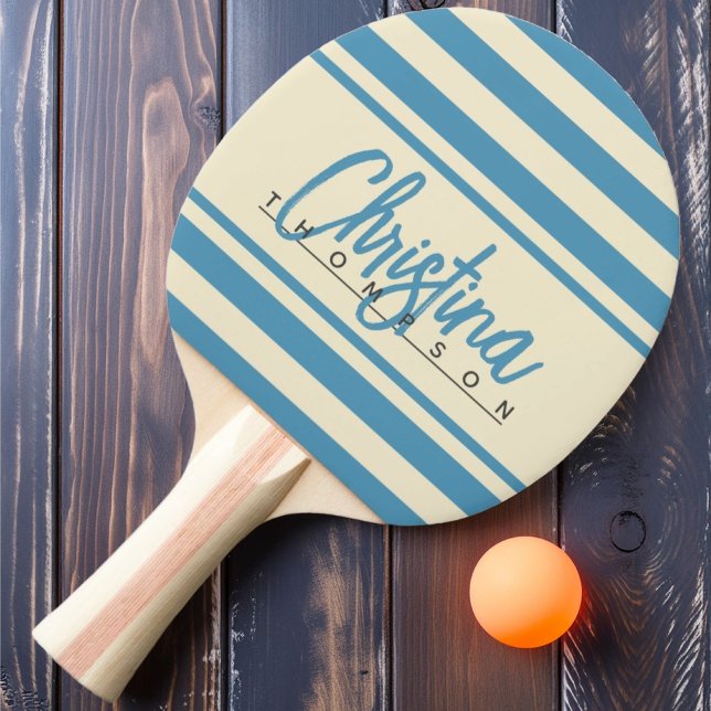 Mid-Century Polo Banner Aqua Splash Målade Namn Pingisracket (Skapare uppladdad)