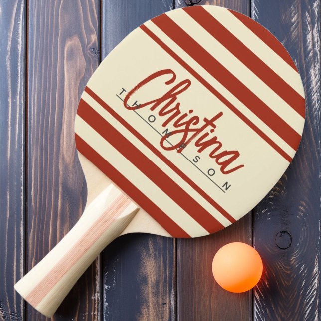 Mid-Century Polo Banner Bränd Sienna Målade Namn Pingisracket (Skapare uppladdad)