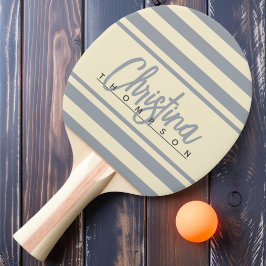 Mid-Century Polo Banner Dove Grå Målad Namn Pingisracket