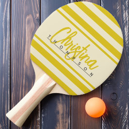 Mid-Century Polo Banner Mörk Citronmålad Namnskylt Pingisracket