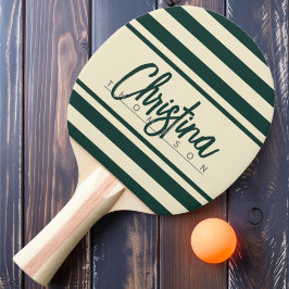 Mid-Century Polo Banner Sagegrön Målad Namn Pingisracket
