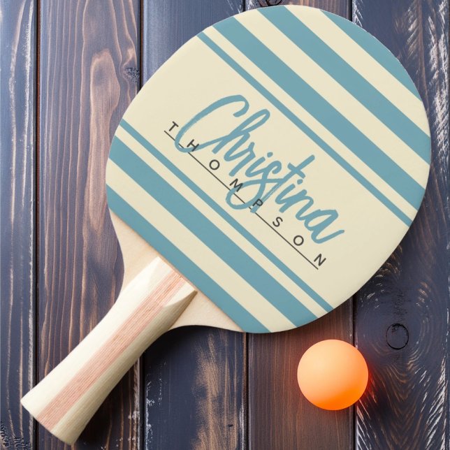 Mid-Century Polo Banner Varm Aqua Eftermiddag Namn Pingisracket (Skapare uppladdad)