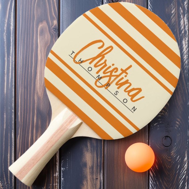 Mid-Century Polo Banner Varm Citrus Målade Namn Pingisracket (Skapare uppladdad)