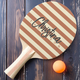 Mid-Century Polo Blekt Rosa Målade Namn Pingisracket
