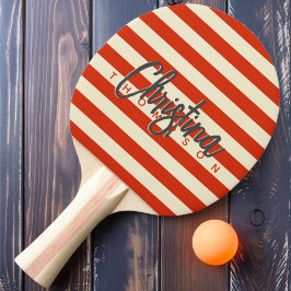 Mid-Century Polo Blodorange Målad Namn Pingisracket