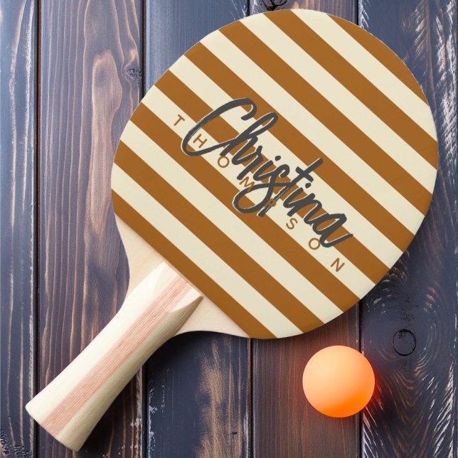 Mid-Century Polo Bränd Sand Målade Namn Pingisracket (Skapare uppladdad)