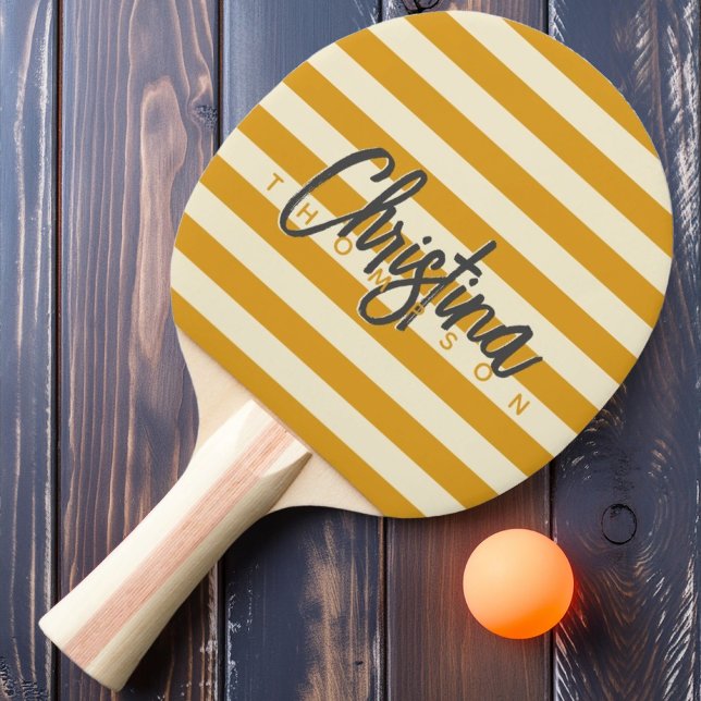 Mid-Century Polo Bränd Smörkopp Målade Namn Pingisracket (Skapare uppladdad)