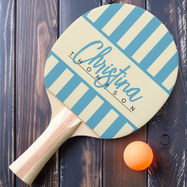 Mid-Century Polo Candy Randig Aqua Himmel Namn Pingisracket