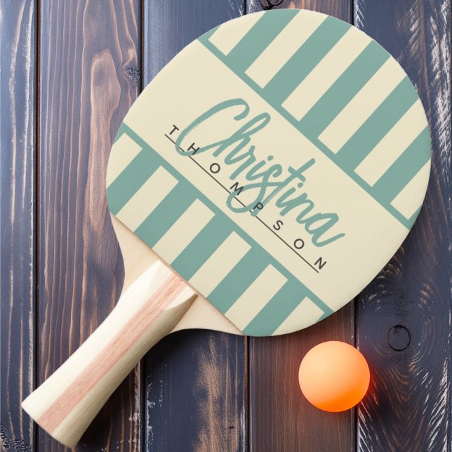 Mid-Century Polo Candy-randig Aqua Reef-namn Pingisracket (Skapare uppladdad)