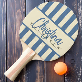 Mid-Century Polo Candy Randig Banner Capri Blå Pingisracket