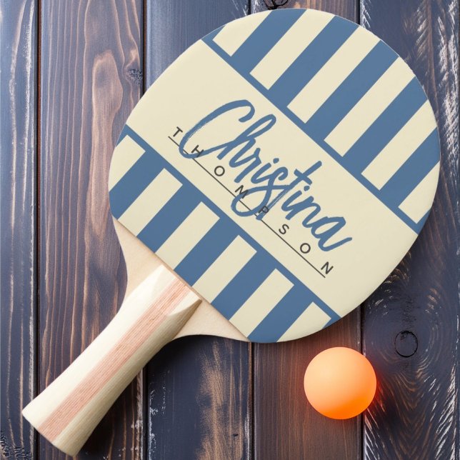 Mid-Century Polo Candy Randig Banner Capri Blå Pingisracket (Skapare uppladdad)