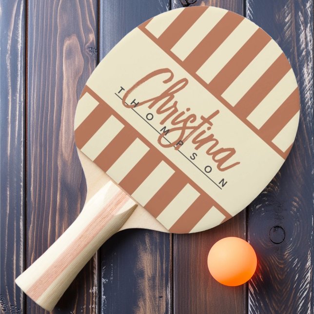Mid-Century Polo Candy-randig blekros Namn Pingisracket (Skapare uppladdad)