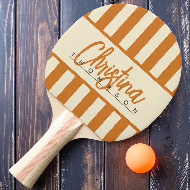 Mid-Century Polo Candy Randig Bränd Honung Namn Pingisracket (Skapare uppladdad)