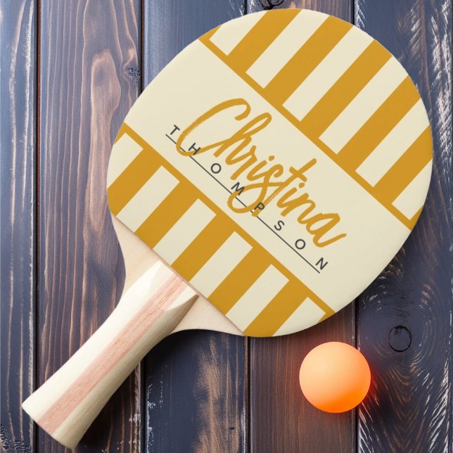 Mid-Century Polo Candy-randig Bränd Smörblomma Pingisracket (Skapare uppladdad)