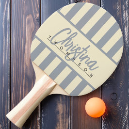 Mid-Century Polo Candy Randig Dove Grå Namn Pingisracket