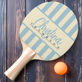 Mid-Century Polo Candy Randig Ljus Himmel Namn Pingisracket