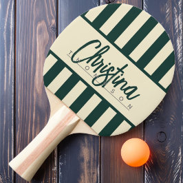 Mid-Century Polo Candy Randig Ljust Grön Namn Pingisracket