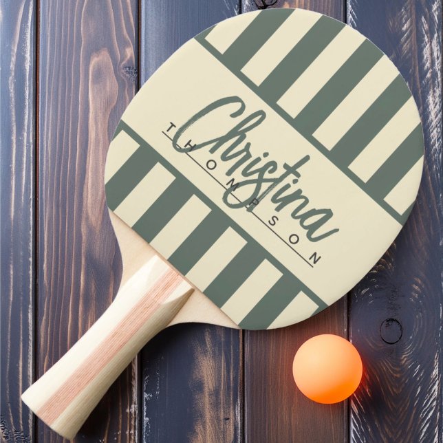 Mid-Century Polo Candy-randig varmgri Färgnamn Pingisracket (Skapare uppladdad)