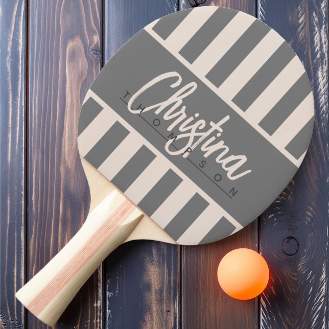Mid-Century Polo Candy Stripe Sandcastle Rosa Namn Pingisracket (Skapare uppladdad)