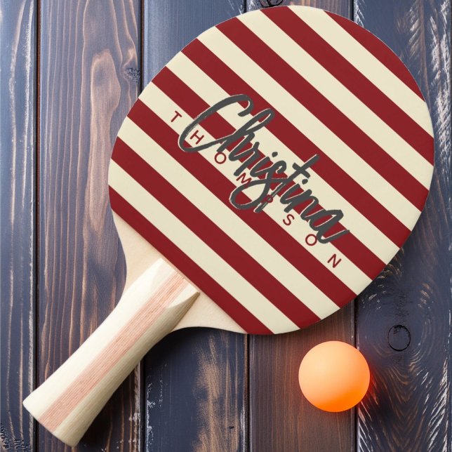 Mid-Century Polo Djup Tranbärs-Målad Namn Pingisracket (Skapare uppladdad)
