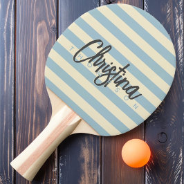 Mid-Century Polo Ljus Himmel Målad Namn Pingisracket