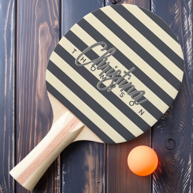 Mid-Century Polo Medelhavsgrå Målad Namn Pingisracket (Skapare uppladdad)
