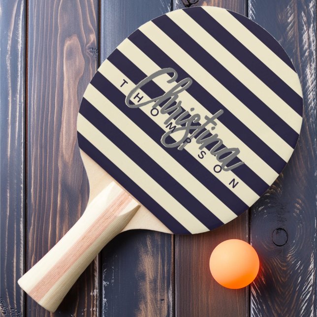 Mid-Century Polo Midnight Ocean Målade Namn Pingisracket (Skapare uppladdad)