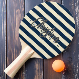 Mid-Century Polo Mörkblå Målad Namn Pingisracket