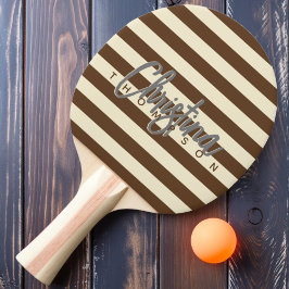Mid-Century Polo Mörkbrun Målad Namnskylt Pingisracket