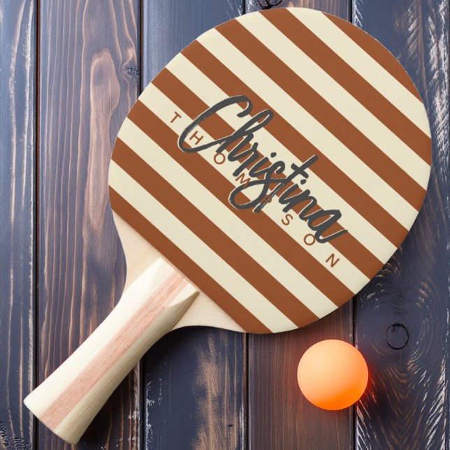 Mid-Century Polo ökensol Målade namn Pingisracket (Skapare uppladdad)